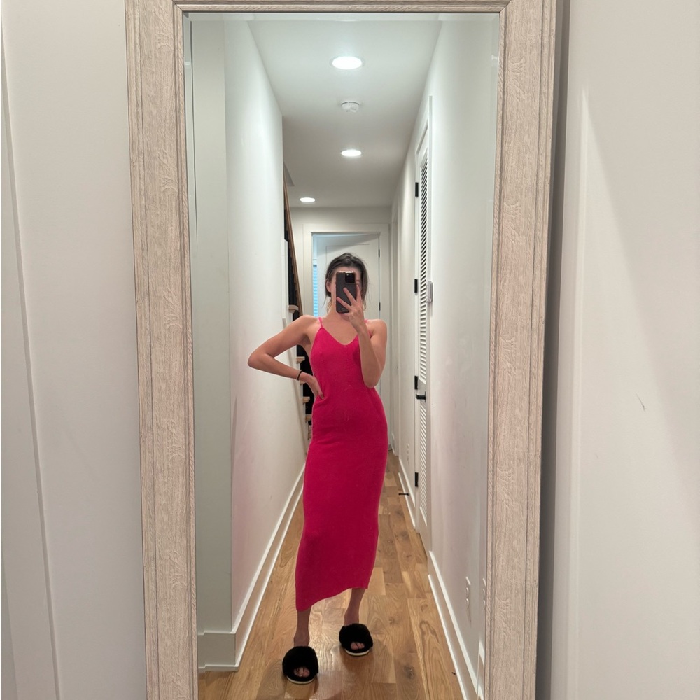Freshman Pink Spaghetti Strap Sheath Maxi Dress